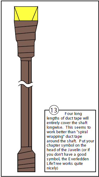 Diagram of Step 13: running four long strips of duct tape down the shaft